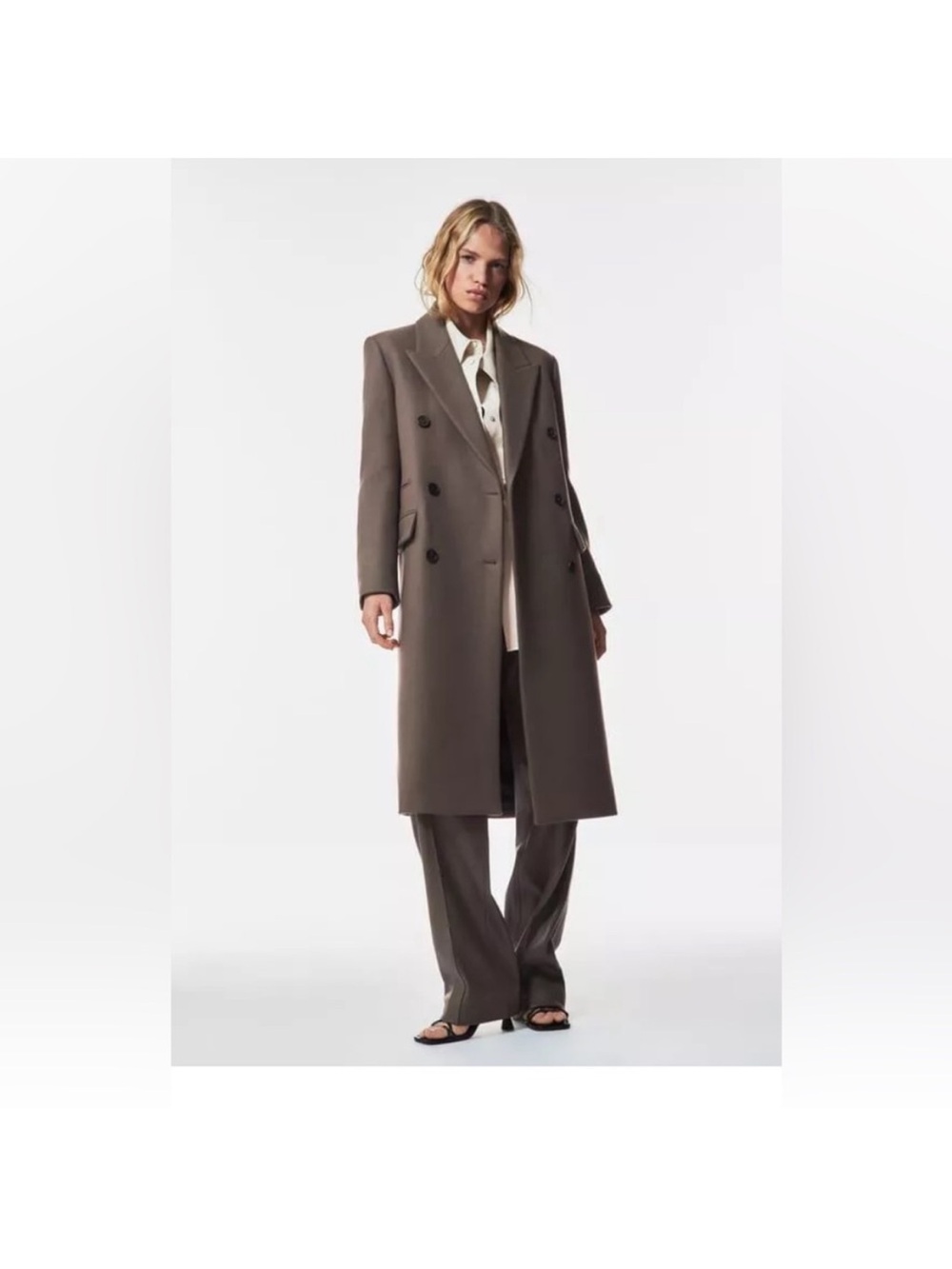 Zara Double-Breasted Brown Coat XS NWOT